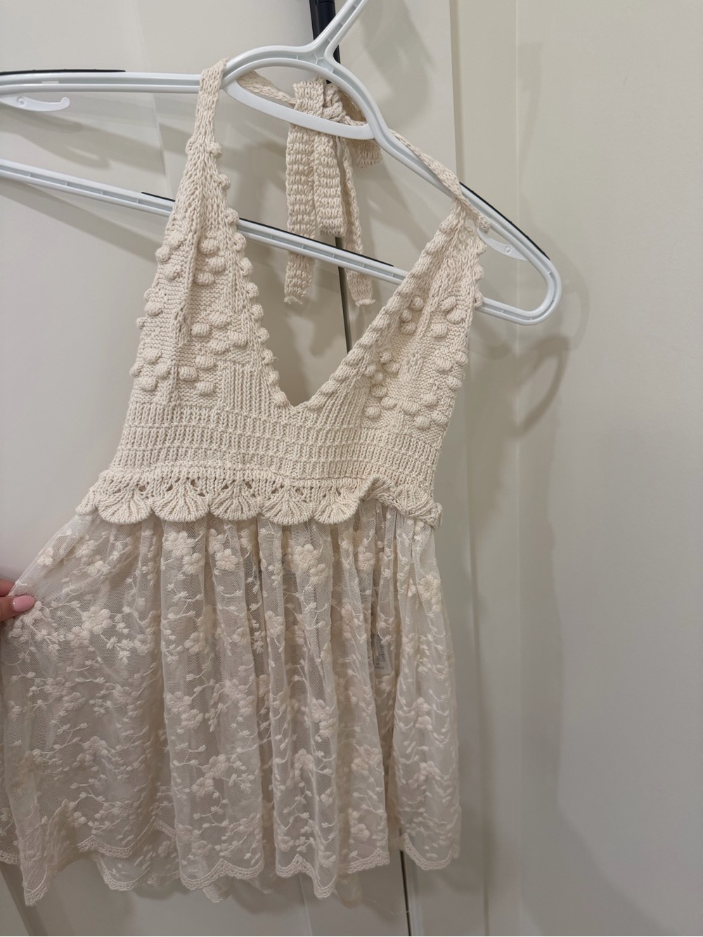 Zara Cream Crochet Halter Lace Peplum Top